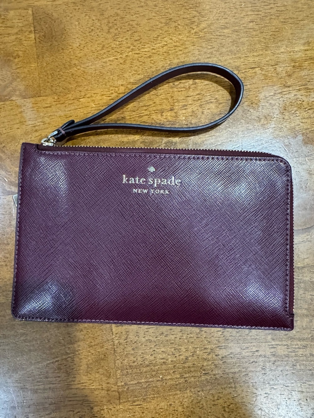 Kate Spade New York Berry Red Saffiano Leather Wristlet Clutch